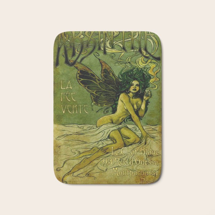 Vintage Parisian Green Fairy Absinthe Alcoholic Aperitif Advertisement Poster Bath Mat Gallery Image 1