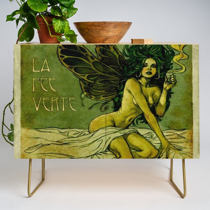 Vintage Parisian Green Fairy Absinthe Alcoholic Aperitif Advertisement Poster Credenza Gallery Image 1