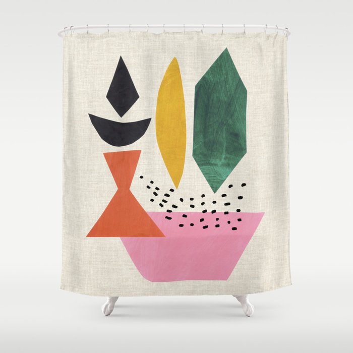 Yellow And Green Shards Shower Curtain Gallery Image 1