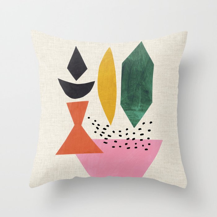 Yellow And Green Shards Throw Pillow Gallery Image 1