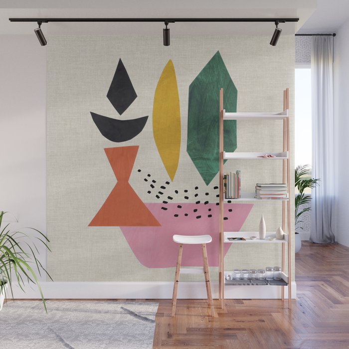 Yellow And Green Shards Wall Mural Gallery Image 1