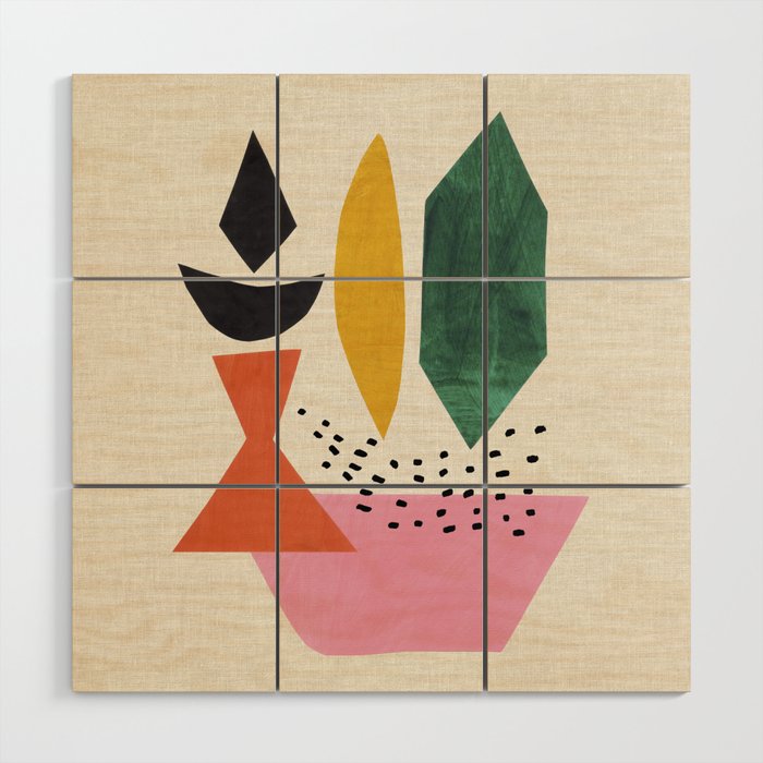 Yellow And Green Shards Wood Wall Art Gallery Image 1