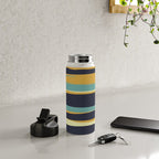 Stripes Abstract, Yellow, Teal, Navy Blue Water Bottle Gallery Image 4