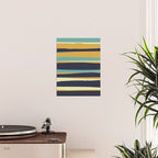 Stripes Abstract, Yellow, Teal, Navy Blue Poster Gallery Image 2