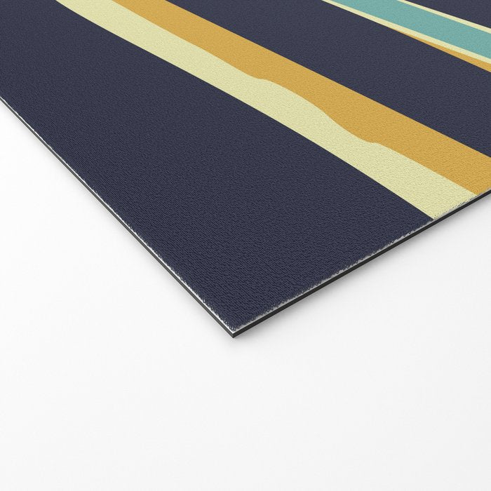 Stripes Abstract, Yellow, Teal, Navy Blue Welcome Mat Gallery Image 2