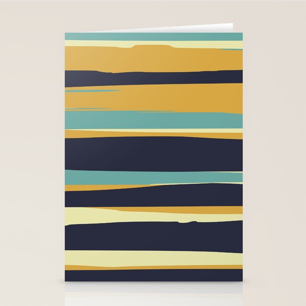 Stripes Abstract, Yellow, Teal, Navy Blue Stationery Card Gallery Image 2