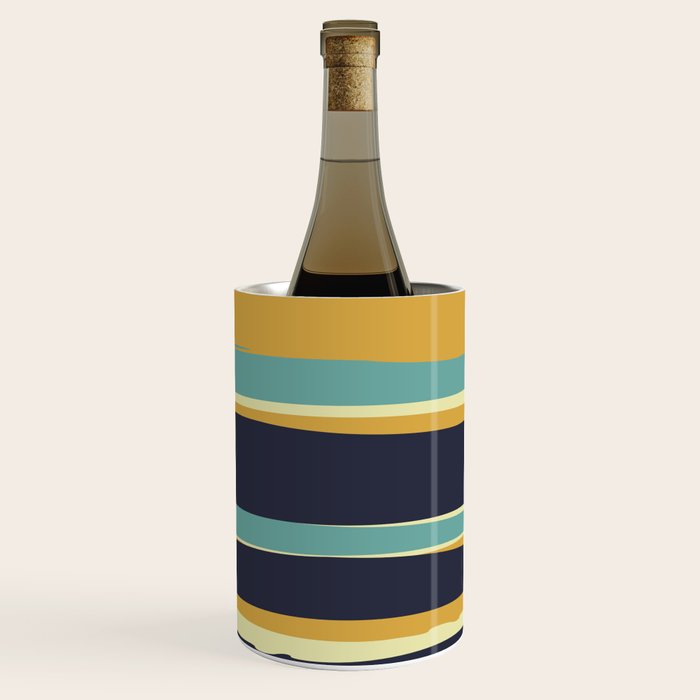 Stripes Abstract, Yellow, Teal, Navy Blue Wine Chiller Gallery Image 3