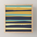 Stripes Abstract, Yellow, Teal, Navy Blue Mini Art Print Gallery Image 1