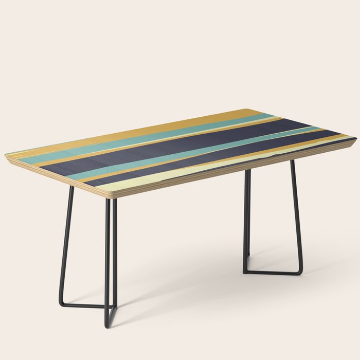 Stripes Abstract, Yellow, Teal, Navy Blue Coffee Table Gallery Image 1