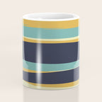 Stripes Abstract, Yellow, Teal, Navy Blue Coffee Mug Gallery Image 4