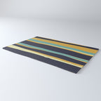 Stripes Abstract, Yellow, Teal, Navy Blue Rug Gallery Image 3