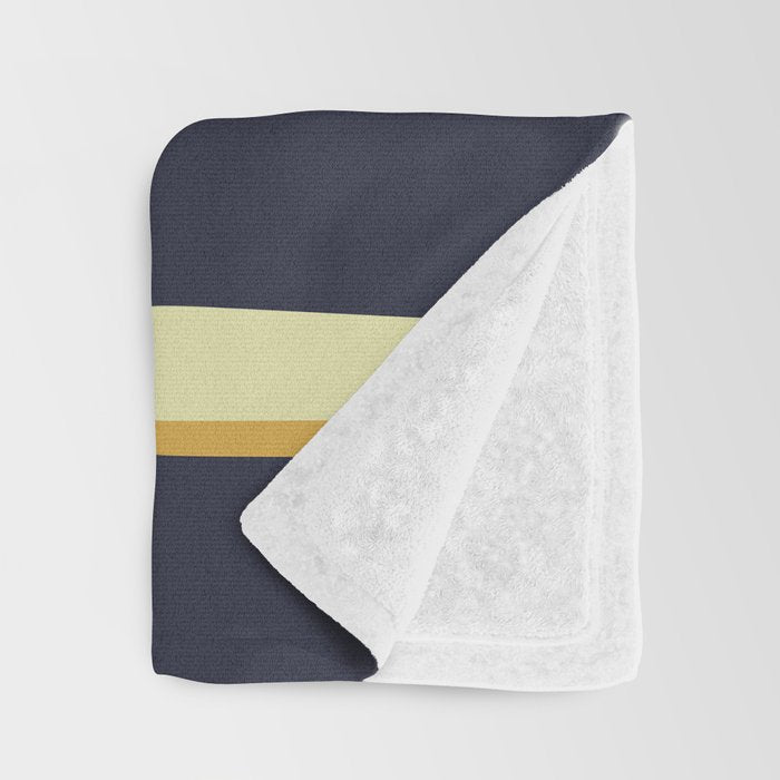 Stripes Abstract, Yellow, Teal, Navy Blue Throw Blanket Gallery Image 3