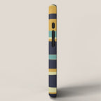 Stripes Abstract, Yellow, Teal, Navy Blue iPhone Case Gallery Image 2