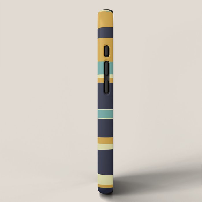 Stripes Abstract, Yellow, Teal, Navy Blue iPhone Case Gallery Image 2