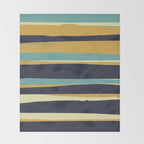 Stripes Abstract, Yellow, Teal, Navy Blue Throw Blanket Gallery Image 2