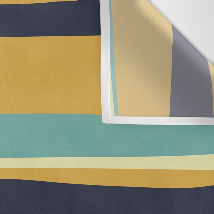 Stripes Abstract, Yellow, Teal, Navy Blue Wall Tapestry Gallery Image 3