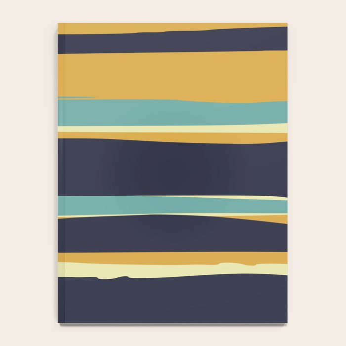 Stripes Abstract, Yellow, Teal, Navy Blue Notebook Gallery Image 4