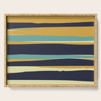Stripes Abstract, Yellow, Teal, Navy Blue Serving Tray Gallery Image 1