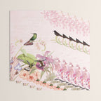 Vintage & Shabby Chic - Blush Tropical Hummingbird Flower Garden Wrapping Paper Gallery Image 3