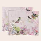 Vintage & Shabby Chic - Blush Tropical Hummingbird Flower Garden Placemat Gallery Image 1