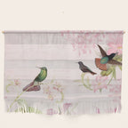 Vintage & Shabby Chic - Blush Tropical Hummingbird Flower Garden Wall Hanging Gallery Image 1