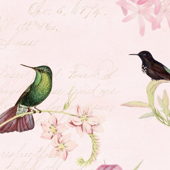 Vintage & Shabby Chic - Blush Tropical Hummingbird Flower Garden Coffee Mug Gallery Image 2
