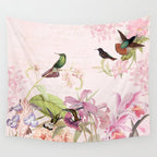 Vintage & Shabby Chic - Blush Tropical Hummingbird Flower Garden Wall Tapestry Gallery Image 4