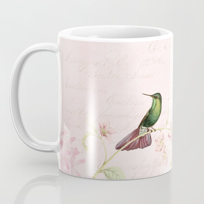 Vintage & Shabby Chic - Blush Tropical Hummingbird Flower Garden Coffee Mug Gallery Image 3