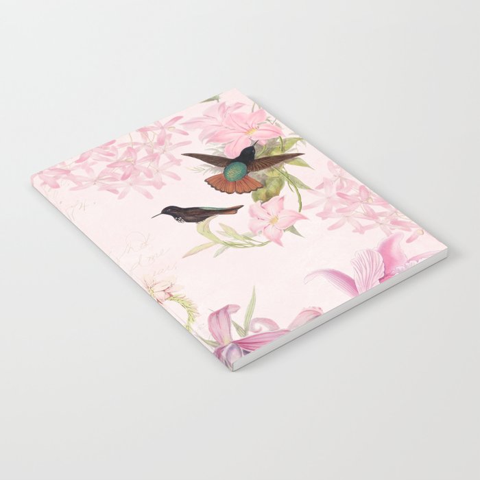 Vintage & Shabby Chic - Blush Tropical Hummingbird Flower Garden Notebook Gallery Image 1