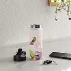 Vintage & Shabby Chic - Blush Tropical Hummingbird Flower Garden Water Bottle Gallery Image 4