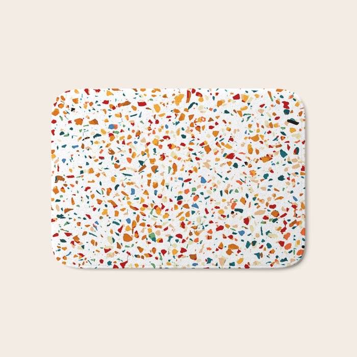Tan Terrazzo | Eclectic Quirky Confetti Painting | Celebration Colorful Boho Happy Party Graphic  Bath Mat Gallery Image 1