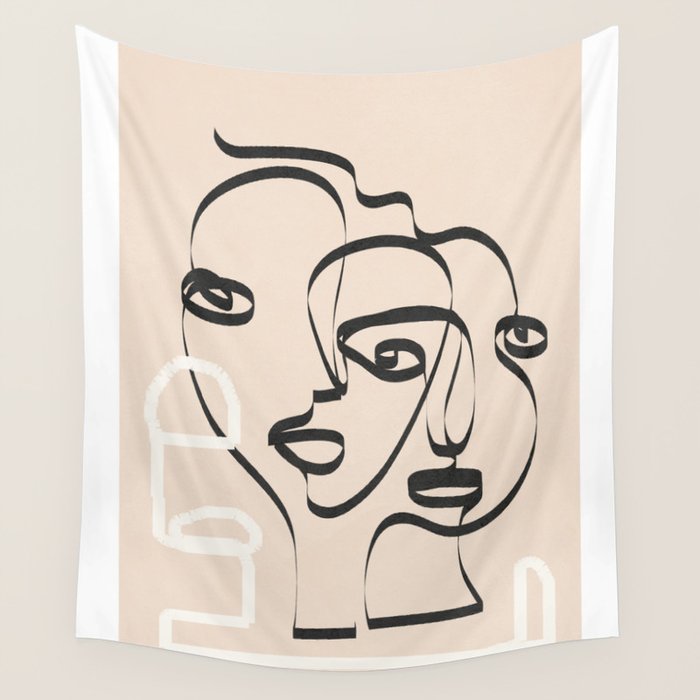 Abstract Minimal Line VIII Wall Tapestry Gallery Image 4