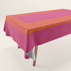 Pink Greek Key Print Tablecloth Gallery Image 1