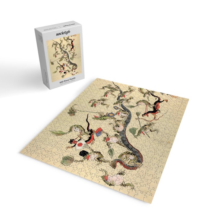 Kawanabe Kyosai. Frogs triumphing over snakes Jigsaw Puzzle Gallery Image 2