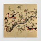 Kawanabe Kyosai. Frogs triumphing over snakes Wood Wall Art Gallery Image 1