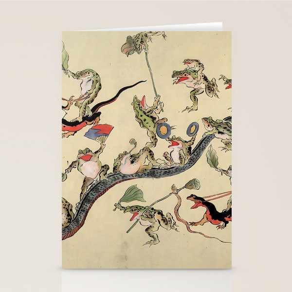 Kawanabe Kyosai. Frogs triumphing over snakes Stationery Card Gallery Image 2