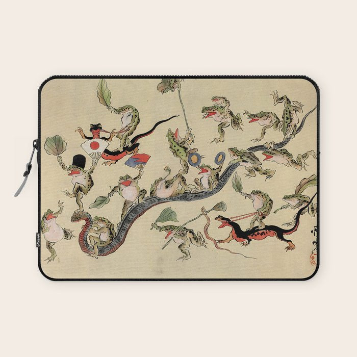 Kawanabe Kyosai. Frogs triumphing over snakes Laptop Sleeve Gallery Image 1