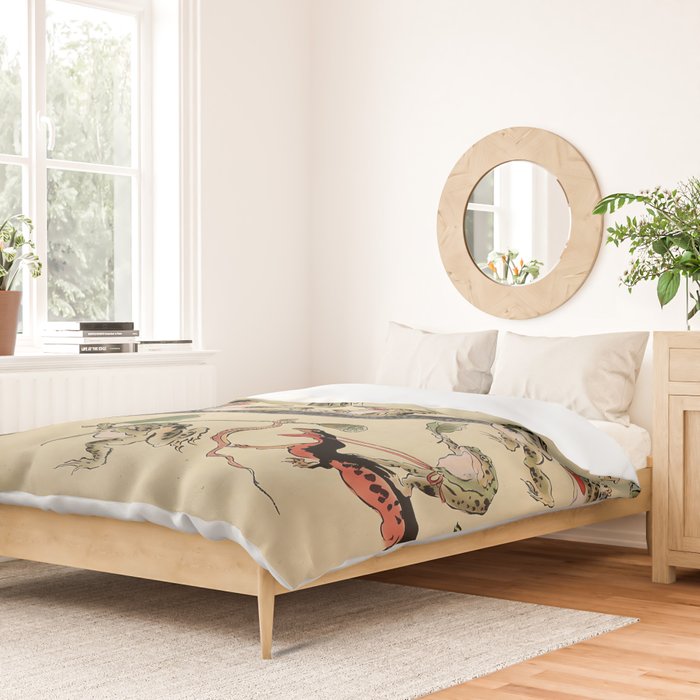 Kawanabe Kyosai. Frogs triumphing over snakes Duvet Cover Gallery Image 2