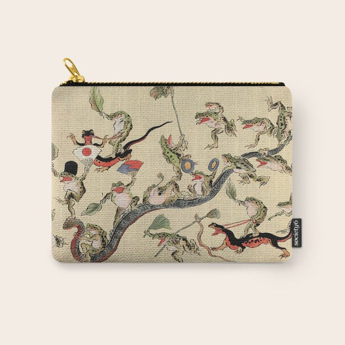 Kawanabe Kyosai. Frogs triumphing over snakes Carry All Pouch Gallery Image 1