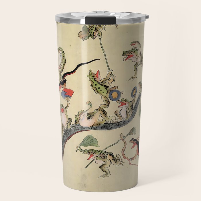 Kawanabe Kyosai. Frogs triumphing over snakes Travel Mug Gallery Image 1