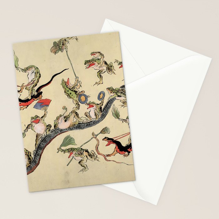 Kawanabe Kyosai. Frogs triumphing over snakes Stationery Card Gallery Image 2