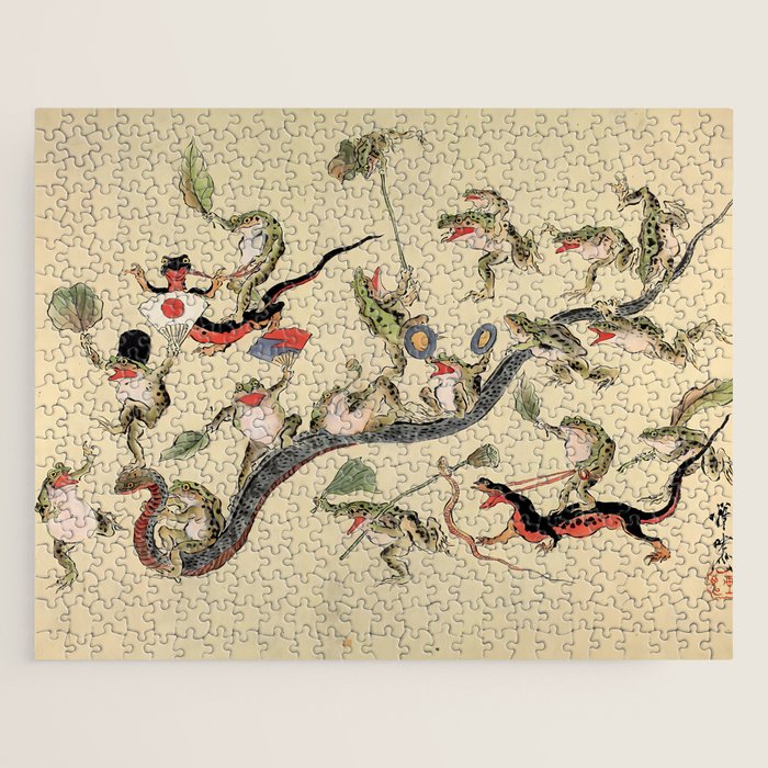 Kawanabe Kyosai. Frogs triumphing over snakes Jigsaw Puzzle Gallery Image 1