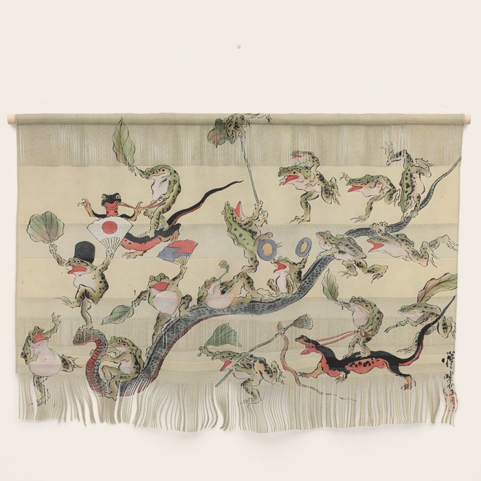 Kawanabe Kyosai. Frogs triumphing over snakes Wall Hanging Gallery Image 1