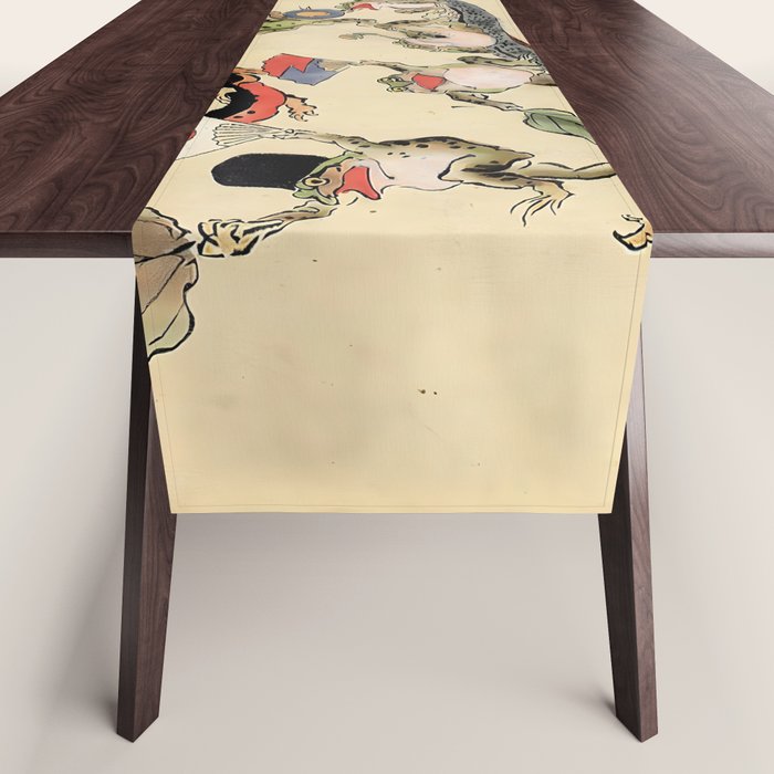 Kawanabe Kyosai. Frogs triumphing over snakes Table Runner Gallery Image 1