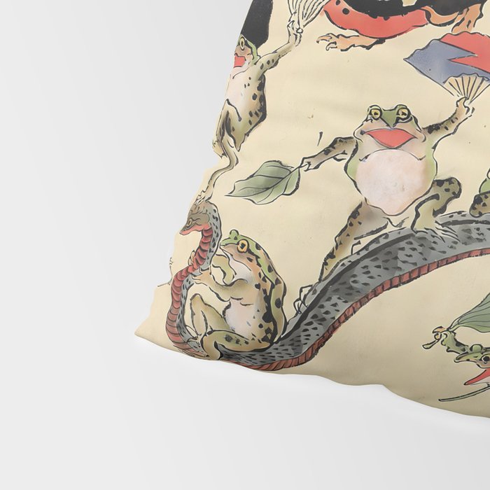 Kawanabe Kyosai. Frogs triumphing over snakes Pillow Sham Gallery Image 4