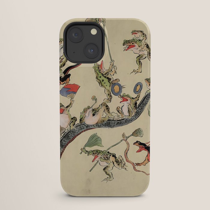 Kawanabe Kyosai. Frogs triumphing over snakes iPhone Case Gallery Image 25