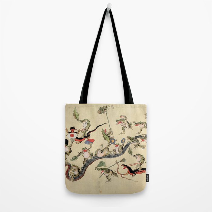Kawanabe Kyosai. Frogs triumphing over snakes Tote Bag Gallery Image 2