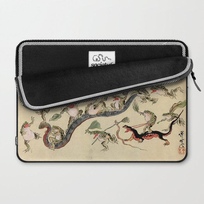 Kawanabe Kyosai. Frogs triumphing over snakes Laptop Sleeve Gallery Image 2