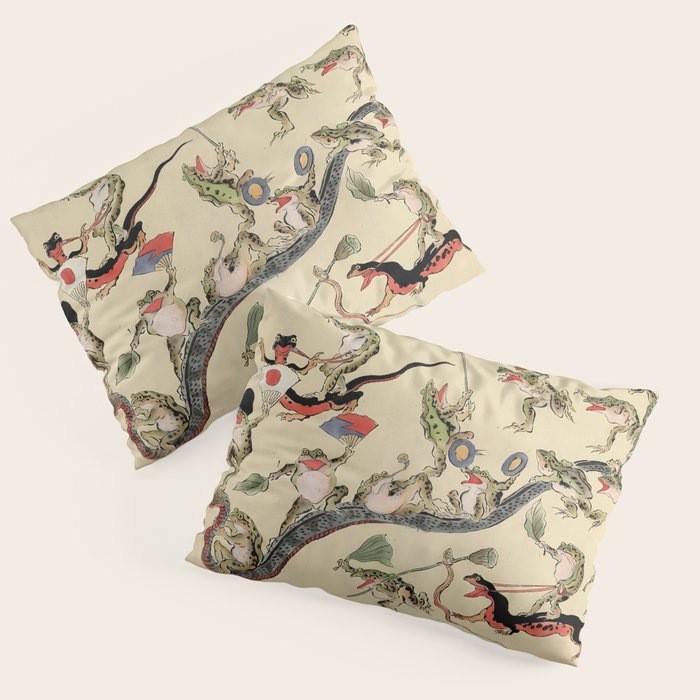 Kawanabe Kyosai. Frogs triumphing over snakes Pillow Sham Gallery Image 3