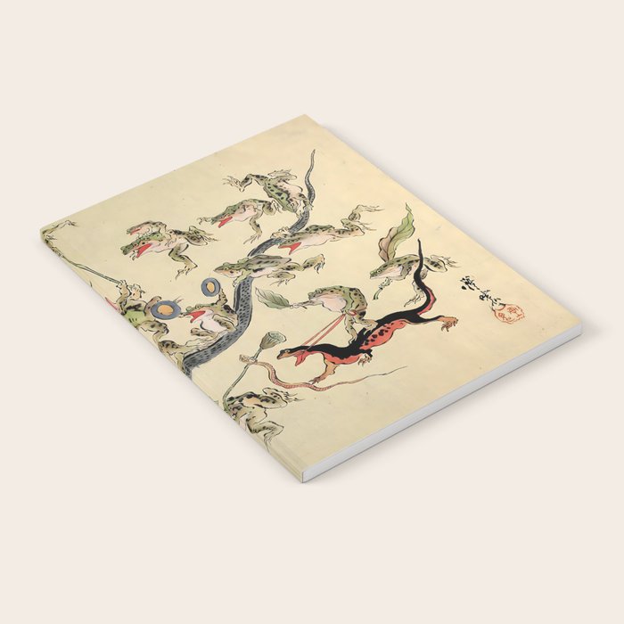 Kawanabe Kyosai. Frogs triumphing over snakes Notebook Gallery Image 1